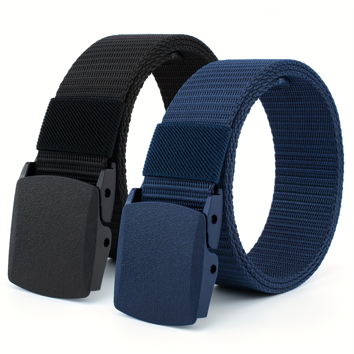 2 Pack Casual Belts with Nylon Webbing Quick Release Buckle